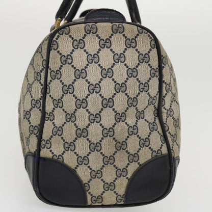 GUCCI GG Canvas Boston Bag PVC Leather Gray Navy  th3293
