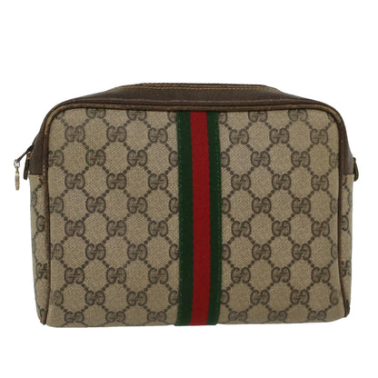GUCCI GG Canvas Web Sherry Line Clutch Bag Beige Red 27004998  th3783