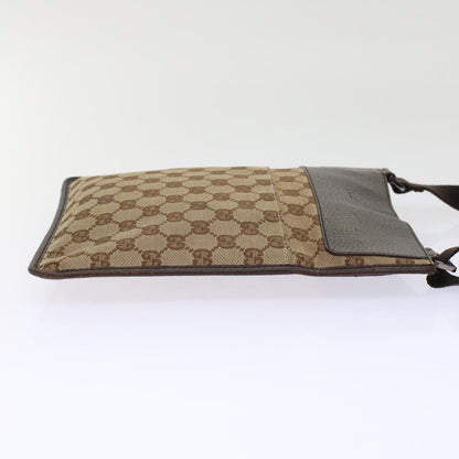 GUCCI GG Canvas Shoulder Bag Leather Beige 27639  th3823