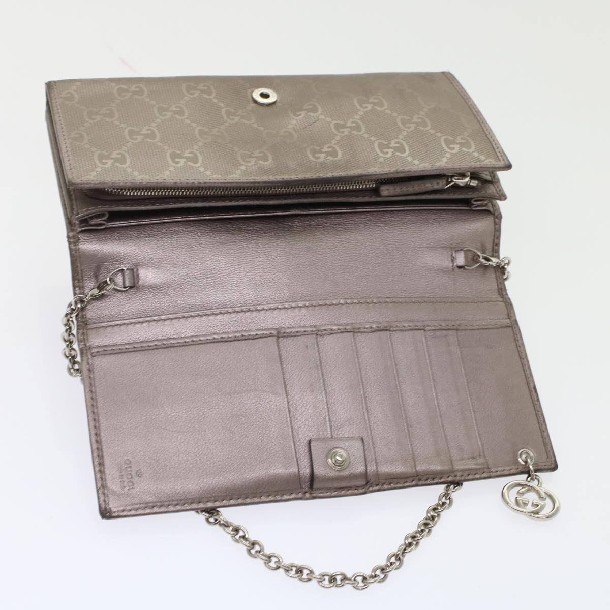 GUCCI GG Canvas Chain Wallet Brown 224262  th3850