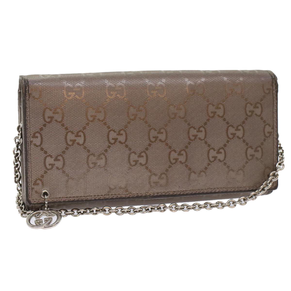 GUCCI GG Canvas Chain Wallet Brown 224262  th3850