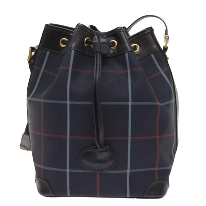 BurberrySs Nova Check Shoulder Bag PVC Leather Navy Auth th4082