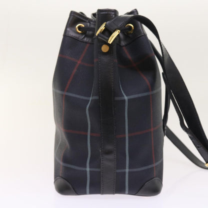 BurberrySs Nova Check Shoulder Bag PVC Leather Navy Auth th4082