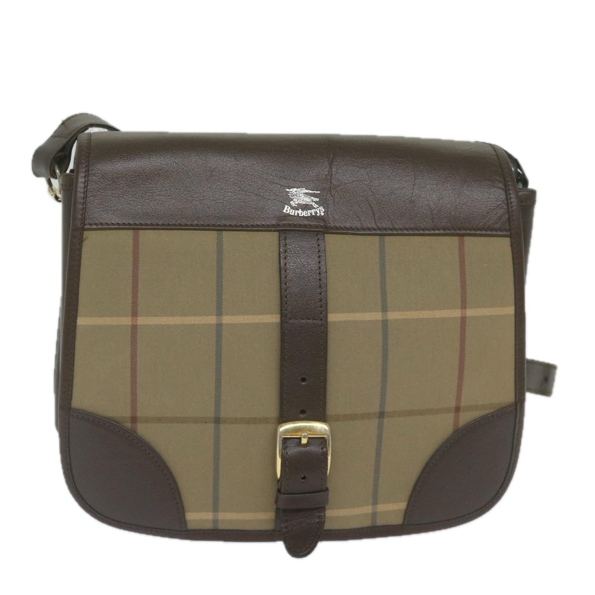 BurberrySs Nova Check Shoulder Bag Canvas Brown Auth th4326