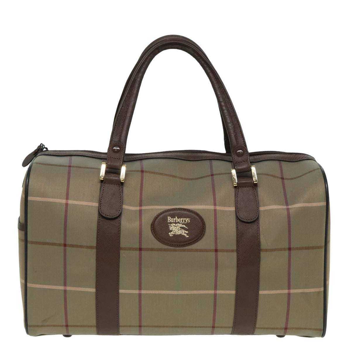 BURBERRYSs Nova Check Boston Bag Canvas Brown Auth th5134