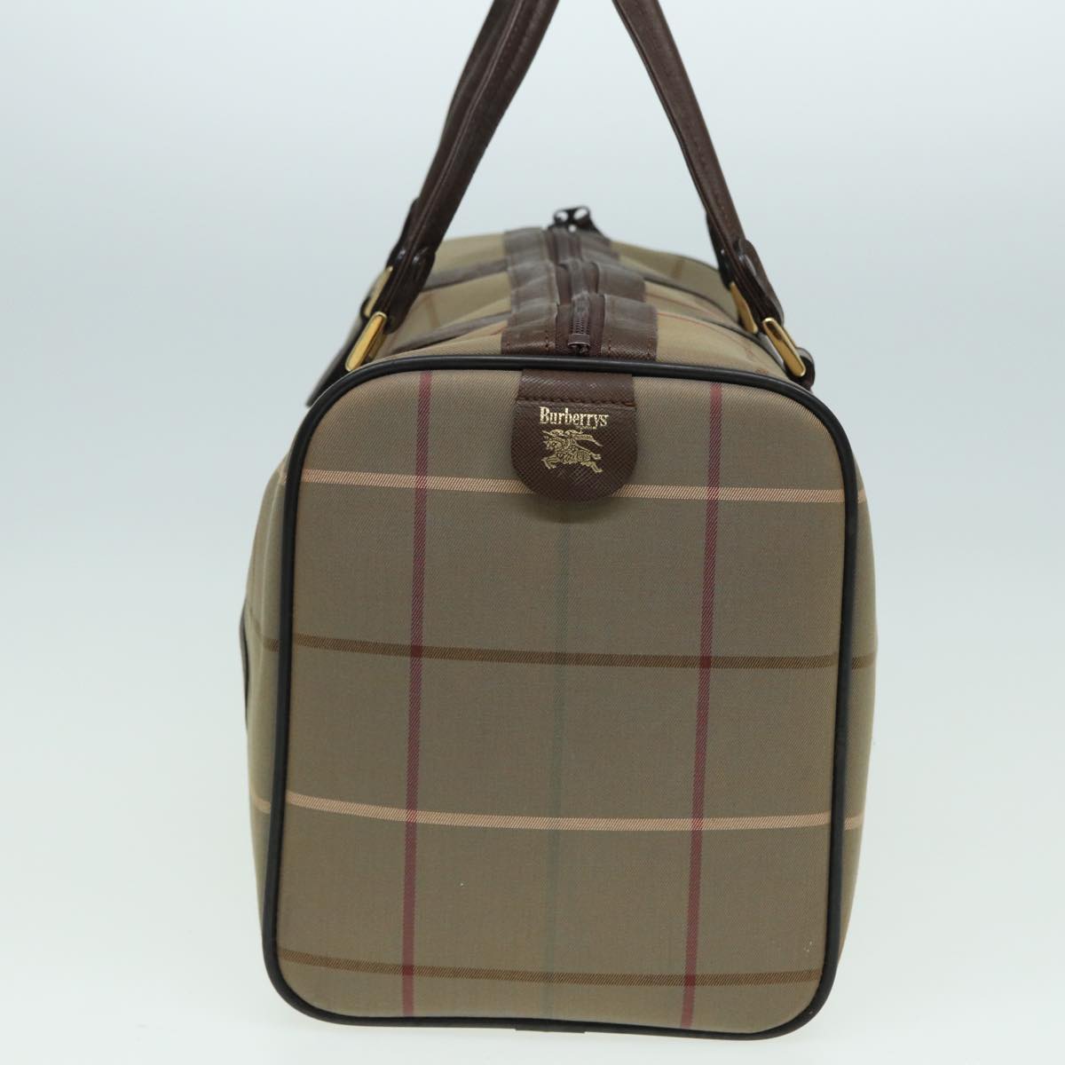 BURBERRYSs Nova Check Boston Bag Canvas Brown Auth th5134