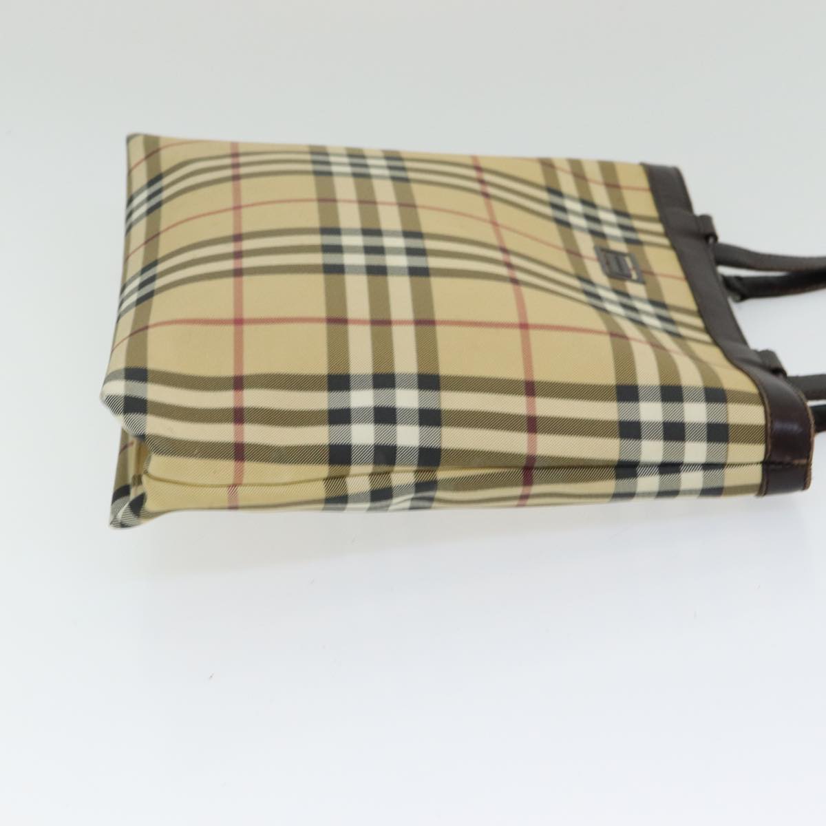 BURBERRY Nova Check Tote Bag PVC Leather Beige Auth th5205