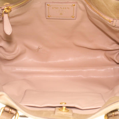 Prada Hand Bag Leather 2Way Beige  jk135