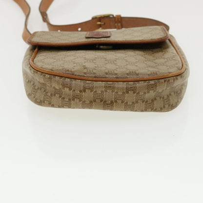 Celine Macadam Canvas Shoulder Bag PVC Leather Beige  35355