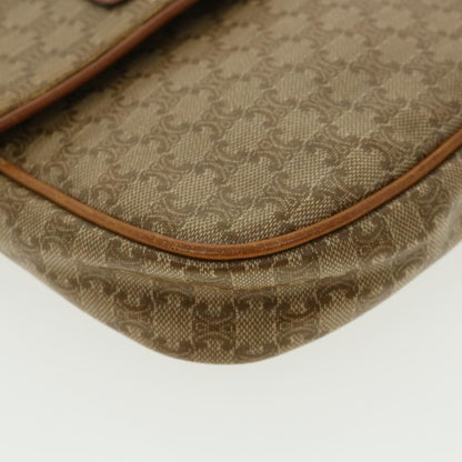 Celine Macadam Canvas Shoulder Bag PVC Leather Beige  35355