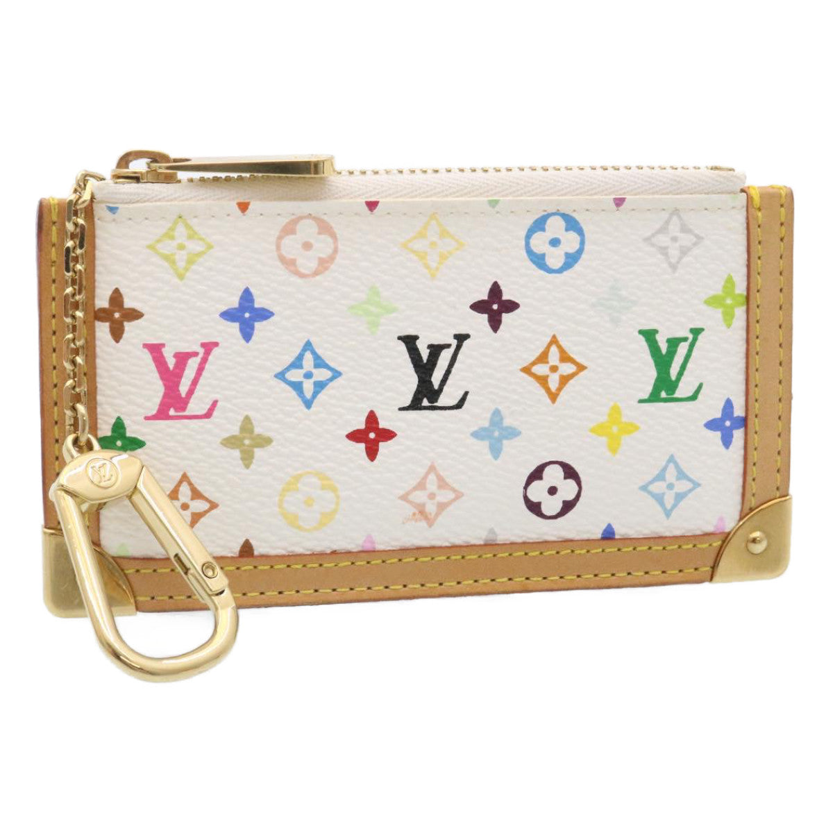 LOUIS VUITTON Monogram Multicolor Pochette Cles Coin Purse White M92655 am443b