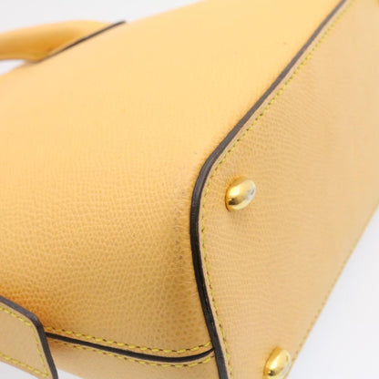 Celine 2Way Hand Bag Shoulder Bag Caviar Skin Yellow  am1494s