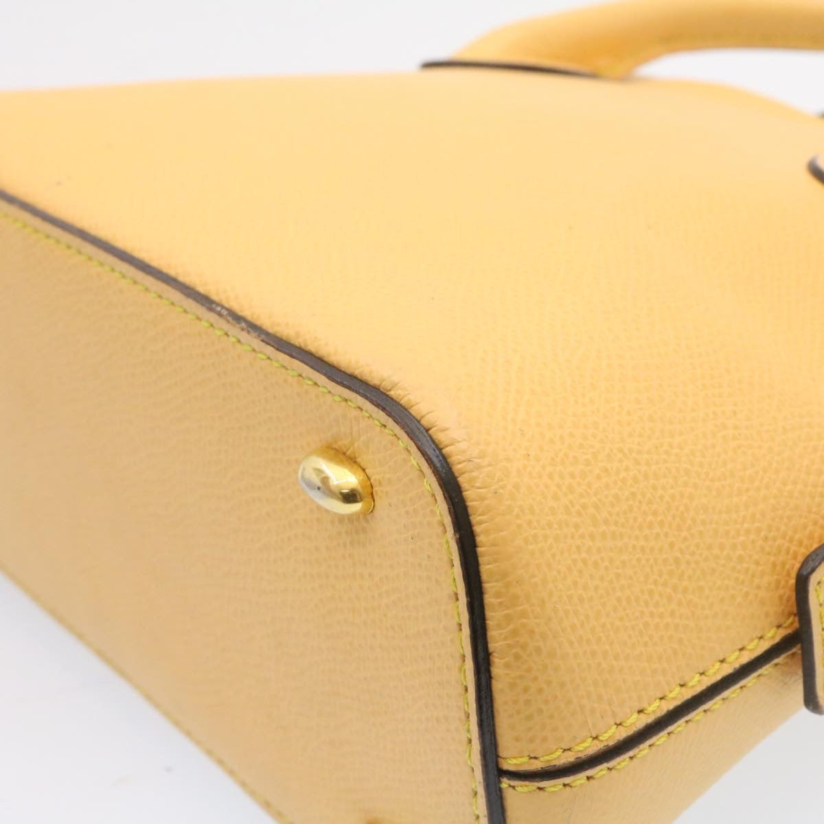Celine 2Way Hand Bag Shoulder Bag Caviar Skin Yellow  am1494s