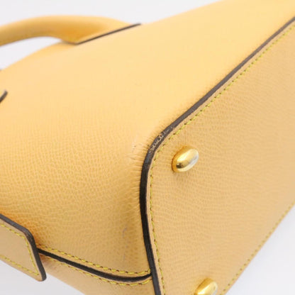 Celine 2Way Hand Bag Shoulder Bag Caviar Skin Yellow  am1494s