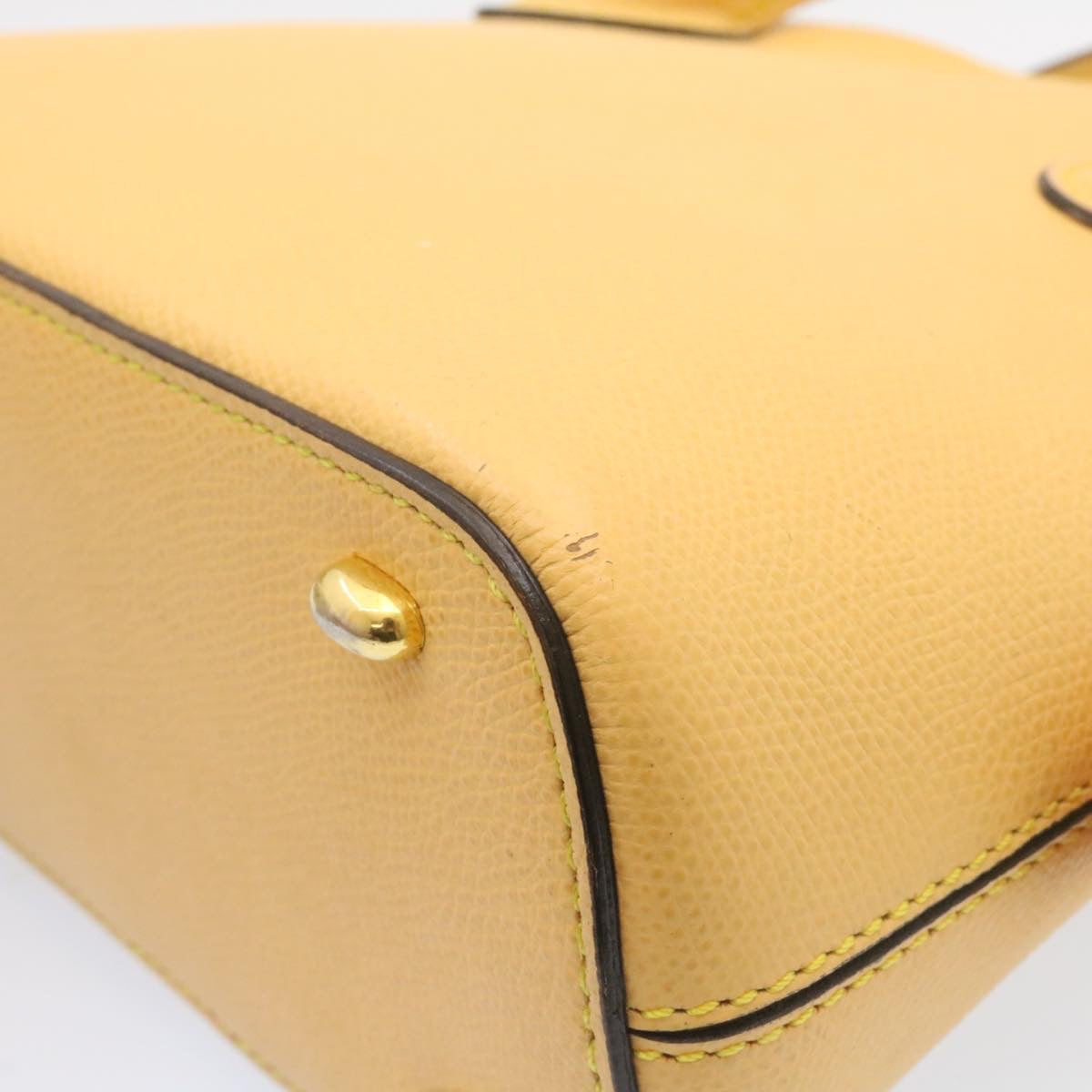 Celine 2Way Hand Bag Shoulder Bag Caviar Skin Yellow  am1494s