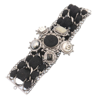 Chanel Bangle Bracelet Metal Black CC Auth amsA