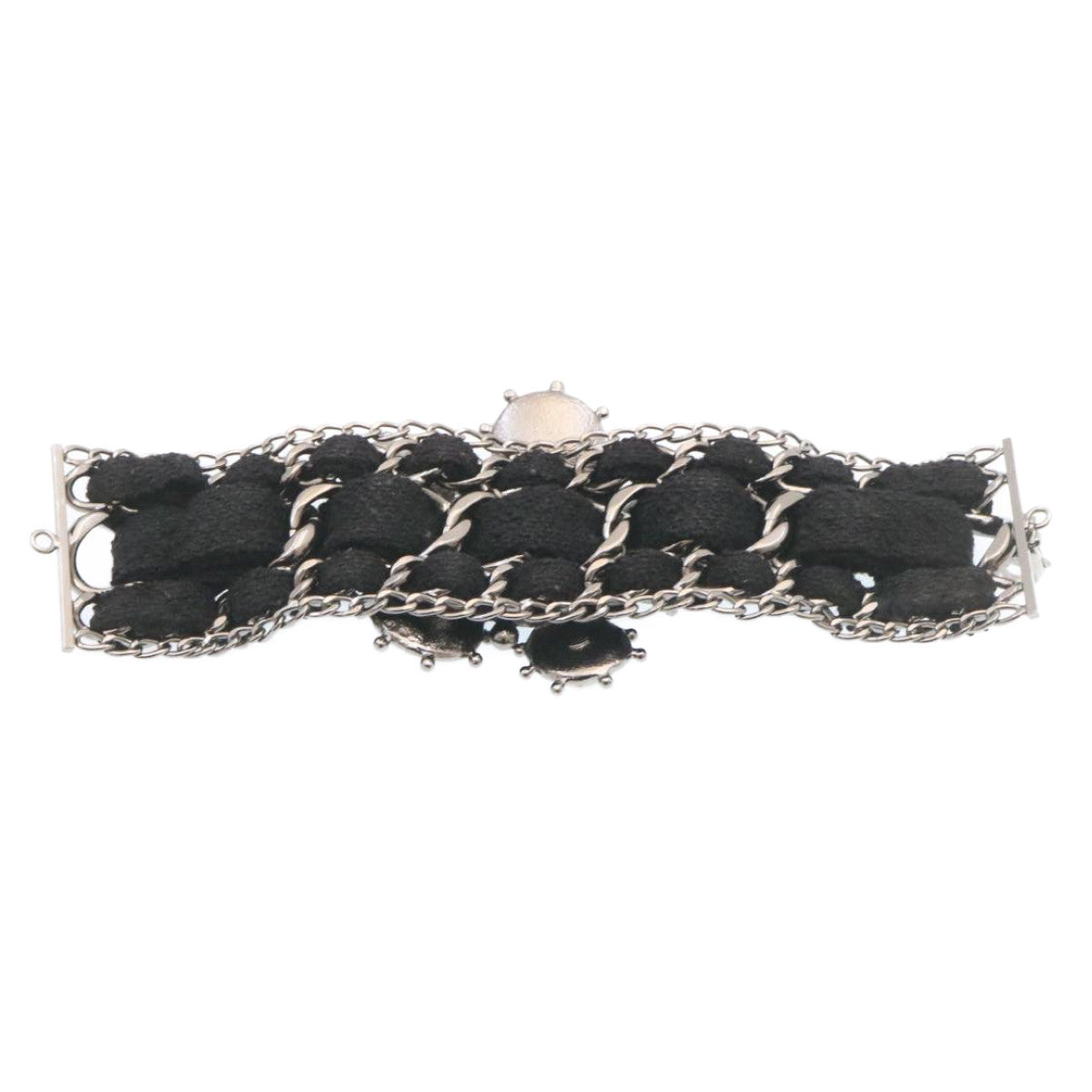 Chanel Bangle Bracelet Metal Black CC Auth amsA