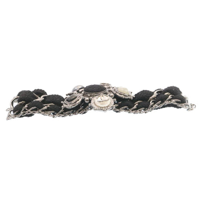 Chanel Bangle Bracelet Metal Black CC Auth amsA