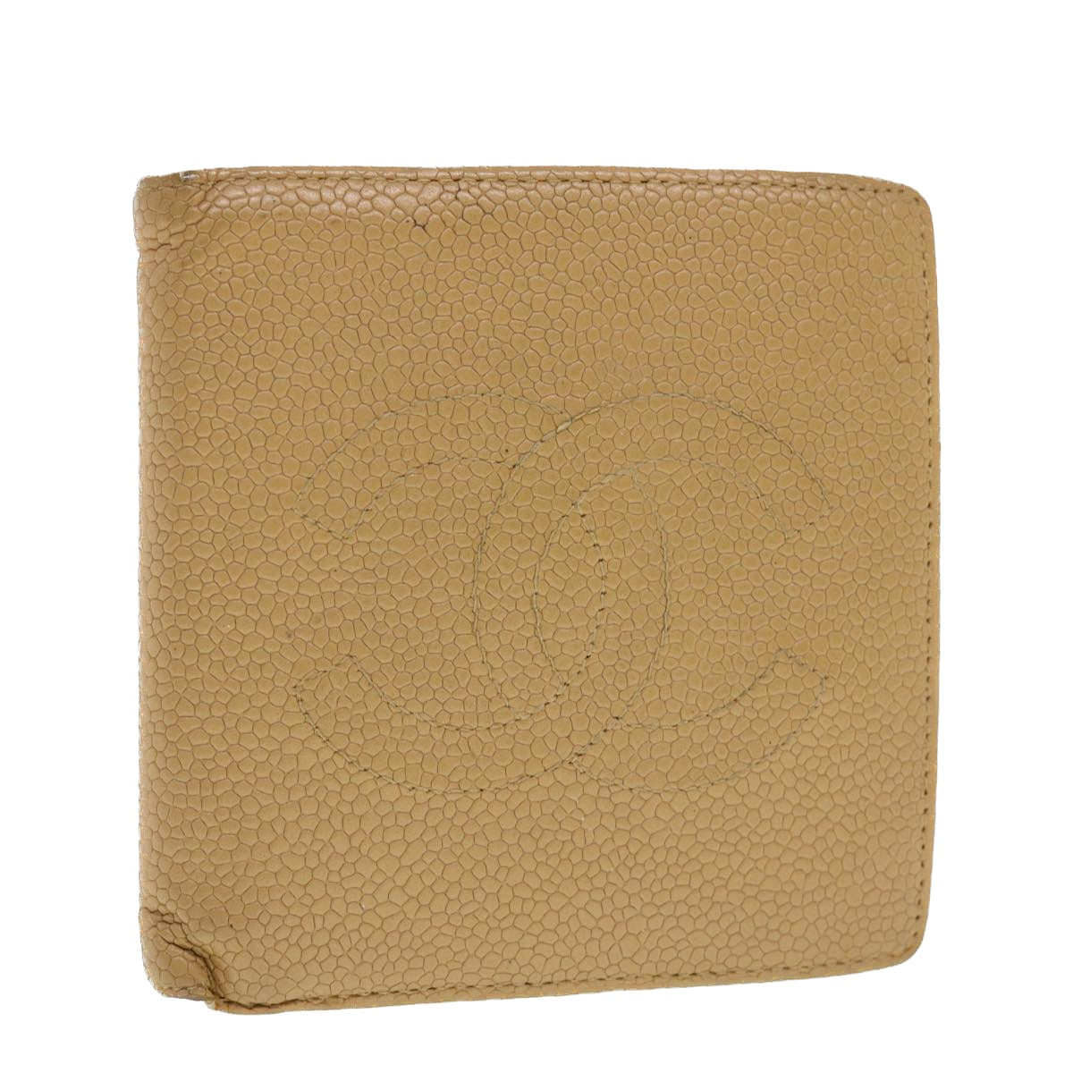 CHANEL Wallet Caviar Skin Beige CC Auth ti1127