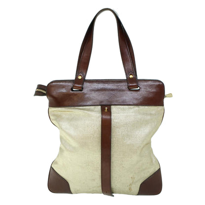 Burberry Hand Bag Coated Canvas Gold Tone Auth ti1222
