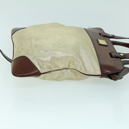 Burberry Hand Bag Coated Canvas Gold Tone Auth ti1222