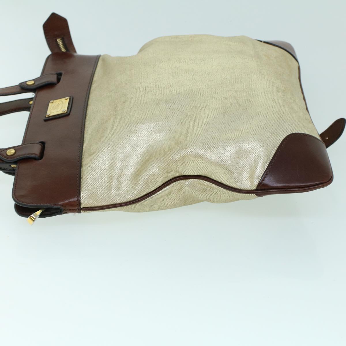 Burberry Hand Bag Coated Canvas Gold Tone Auth ti1222