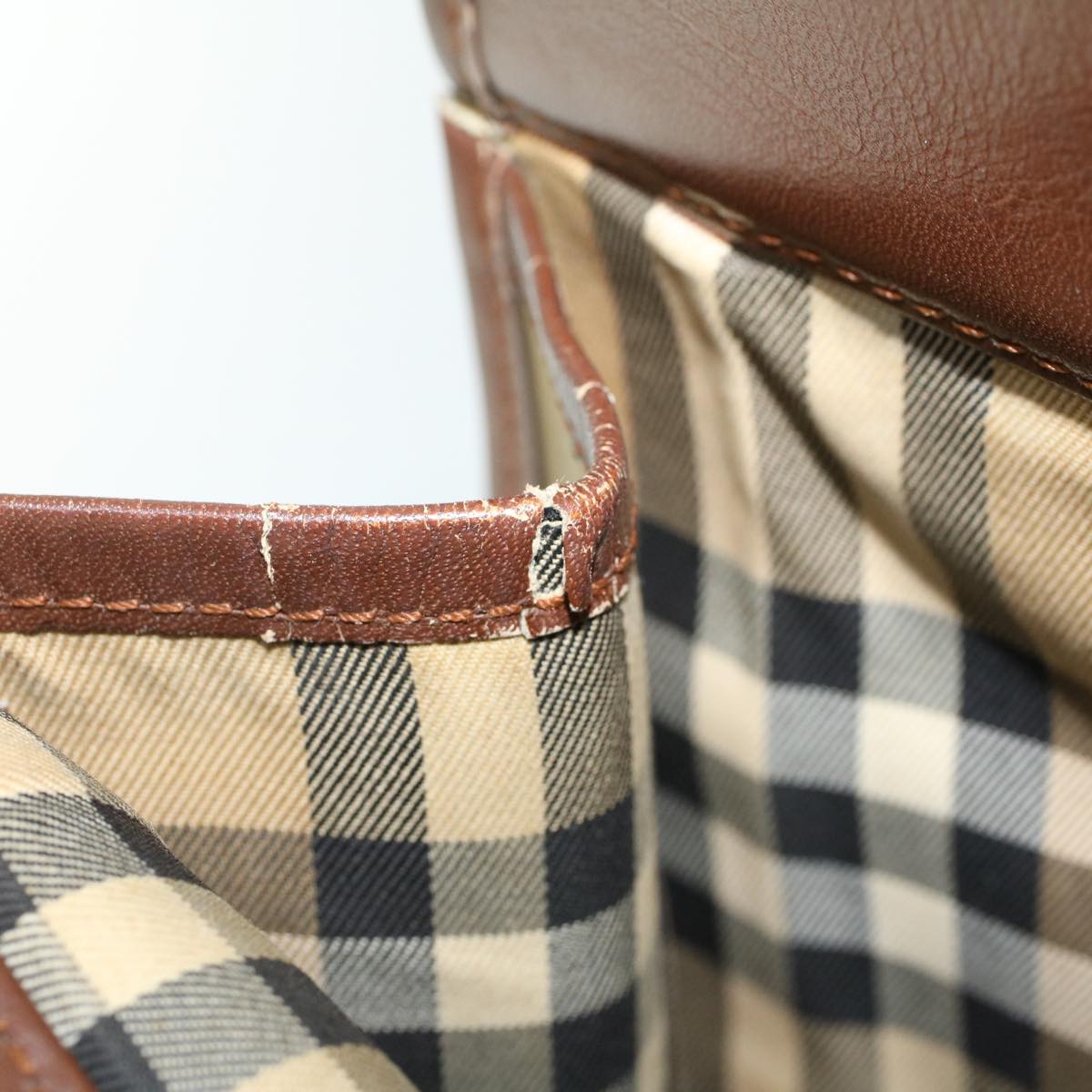 BurberrySs Hand Bag Canvas Leather Brown Beige Auth ti1227