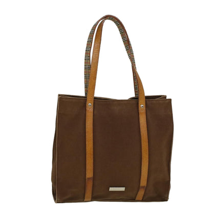 BurberrySs Blue Label Tote Bag Canvas Leather Brown Auth ti1321