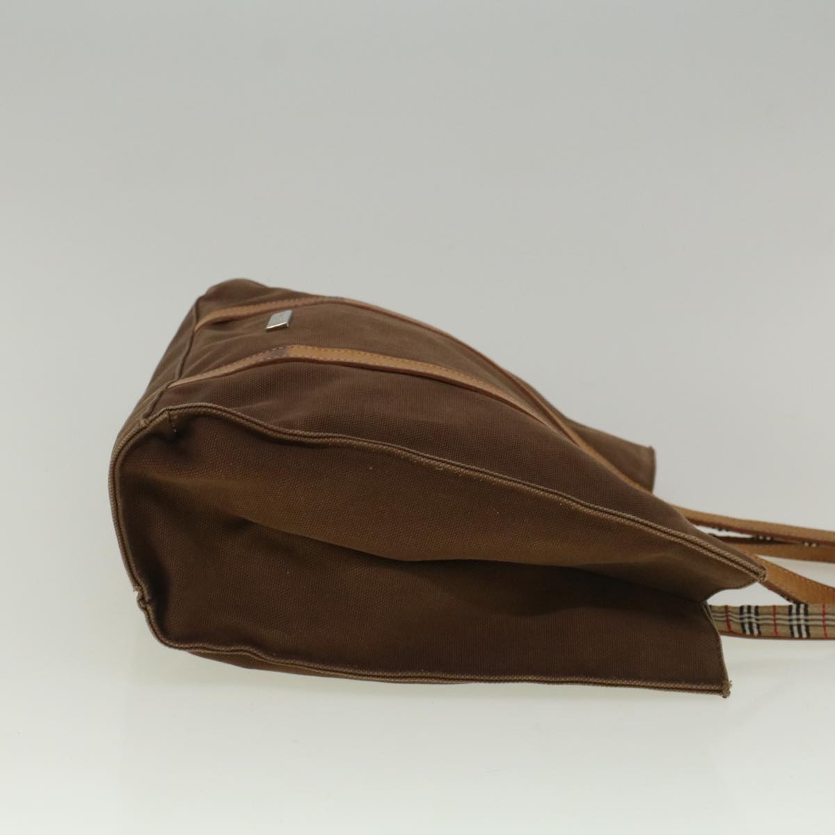 BurberrySs Blue Label Tote Bag Canvas Leather Brown Auth ti1321