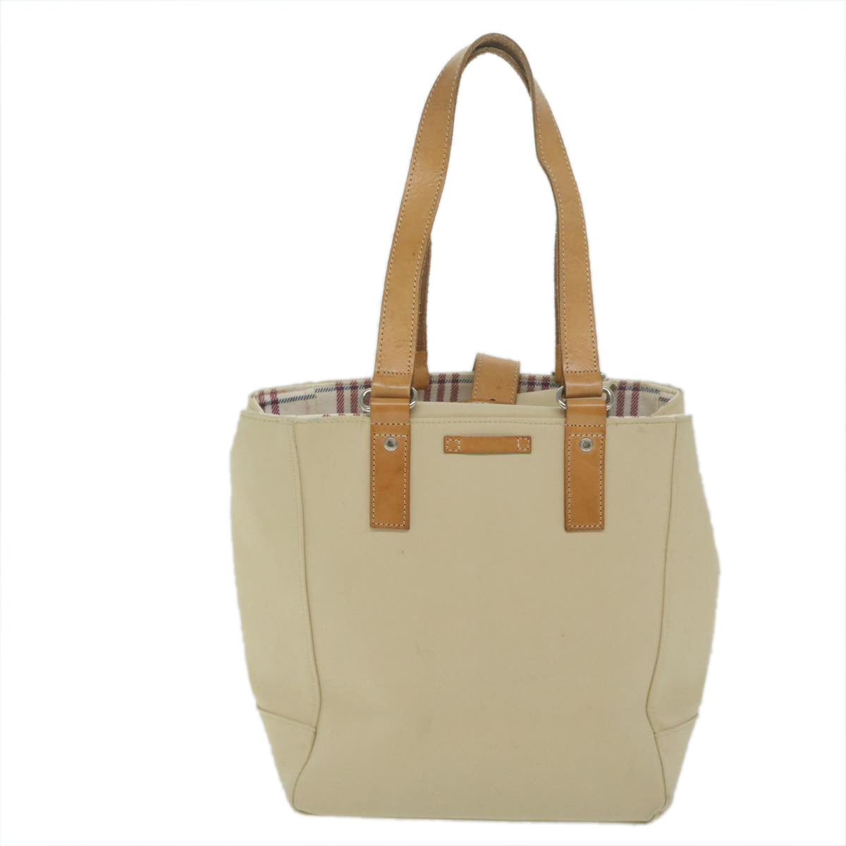 Burberry Tote Bag Canvas Beige Auth ti1379