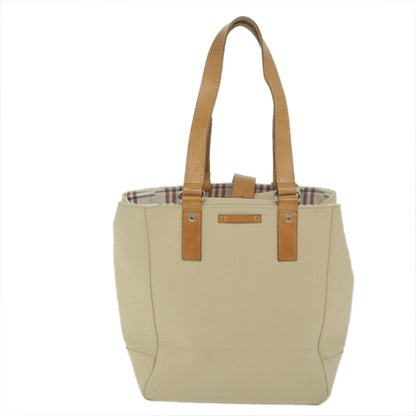Burberry Tote Bag Canvas Beige Auth ti1379