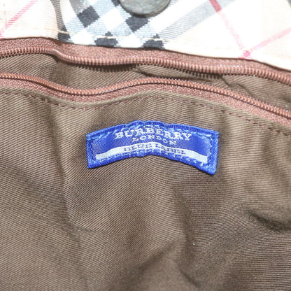 Burberry Nova Check Blue Label Tote Bag Canvas Beige Auth ti1469