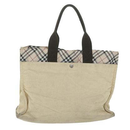 Burberry Nova Check Blue Label Tote Bag Canvas Beige Auth ti1469
