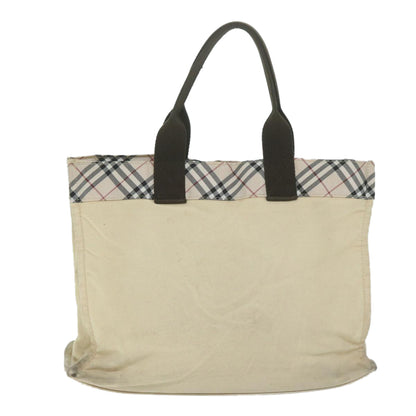 Burberry Nova Check Blue Label Tote Bag Canvas Beige Auth ti1469