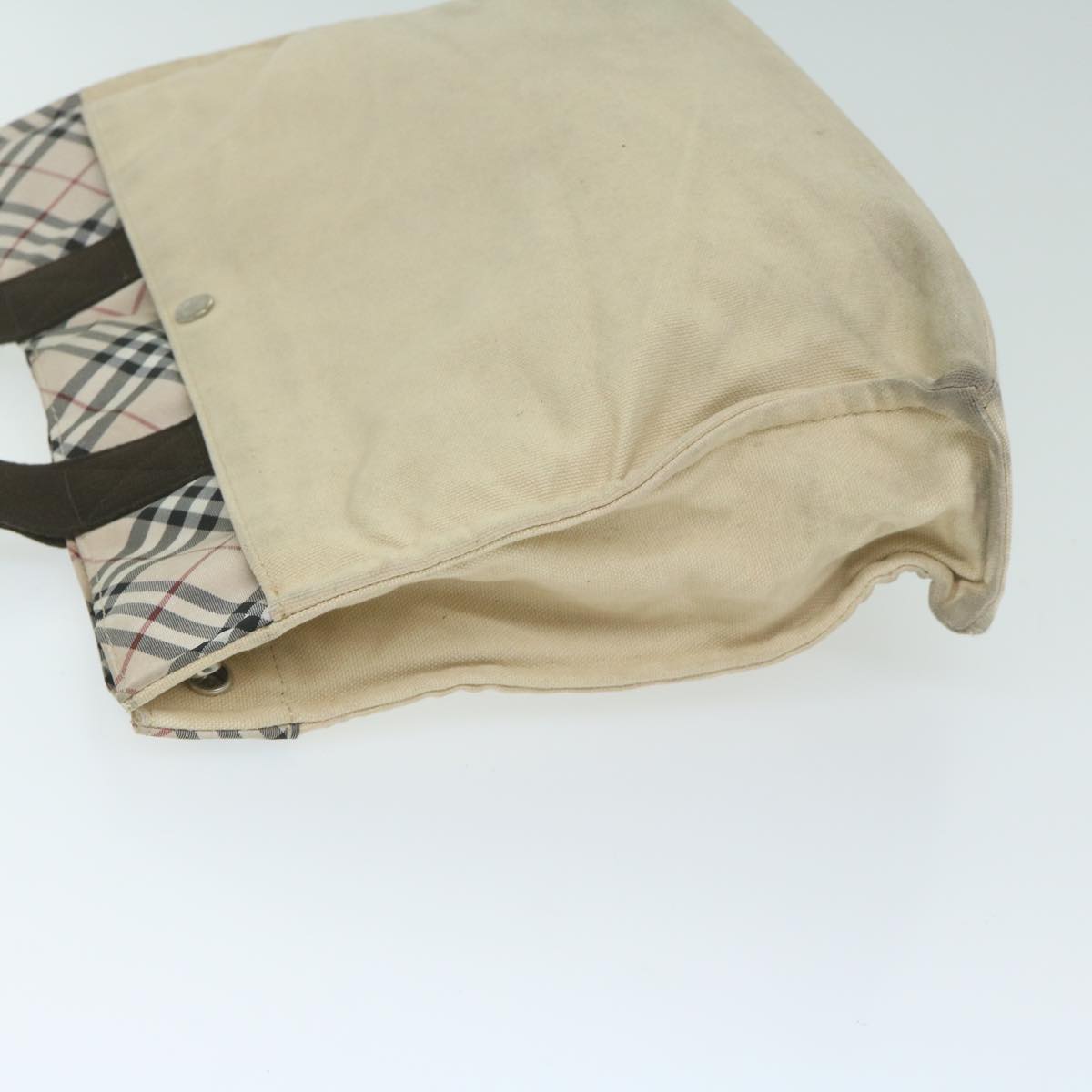 Burberry Nova Check Blue Label Tote Bag Canvas Beige Auth ti1469