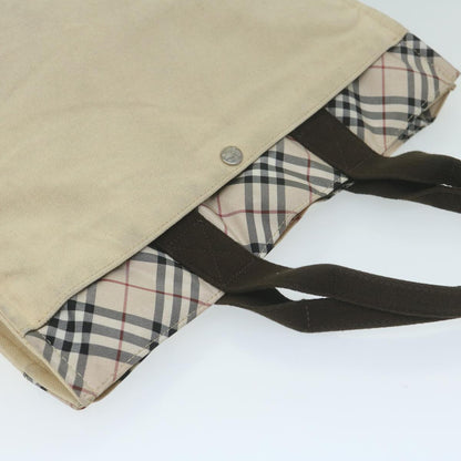 Burberry Nova Check Blue Label Tote Bag Canvas Beige Auth ti1469