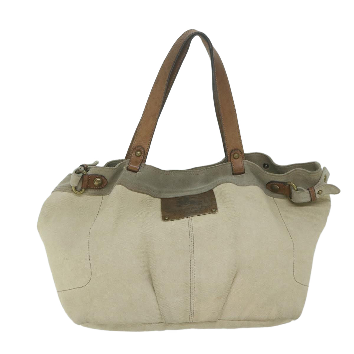 Burberry Blue Label Tote Bag Canvas Beige Auth ti1476