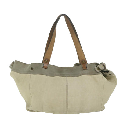 Burberry Blue Label Tote Bag Canvas Beige Auth ti1476