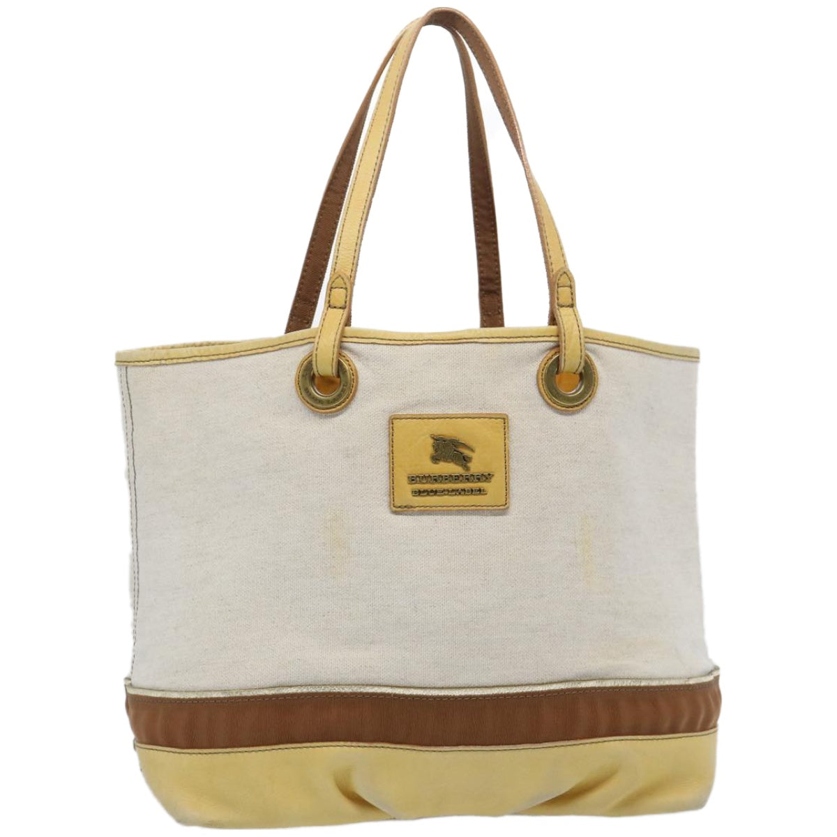 Burberry Blue Label Tote Bag Canvas Beige Auth ti1544