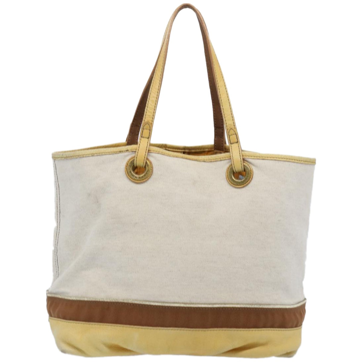 Burberry Blue Label Tote Bag Canvas Beige Auth ti1544