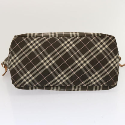 BURBERRY Nova Check Blue Label Tote Bag Nylon Brown Auth ti1618