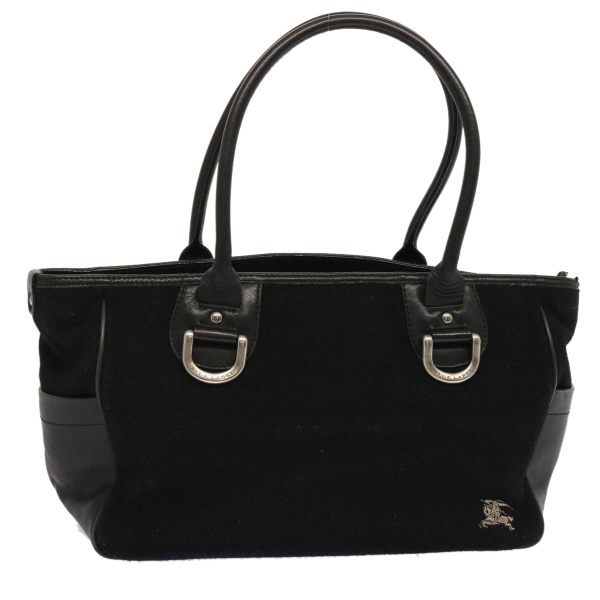 Burberry Blue Label Hand Bag Wool Black Auth ti1622