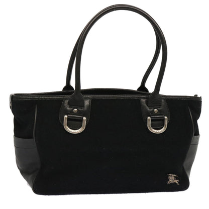 Burberry Blue Label Hand Bag Wool Black Auth ti1622