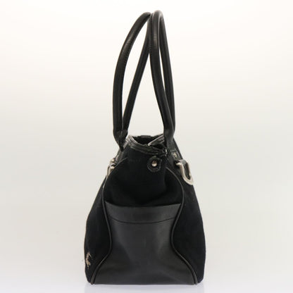 Burberry Blue Label Hand Bag Wool Black Auth ti1622