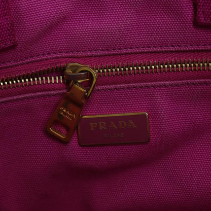 PRADA Canapa MM Hand Bag Canvas Pink Auth ti1653