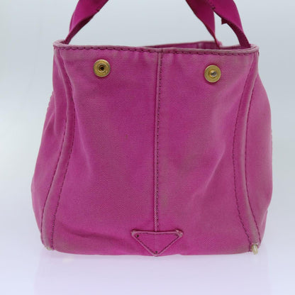 PRADA Canapa MM Hand Bag Canvas Pink Auth ti1653