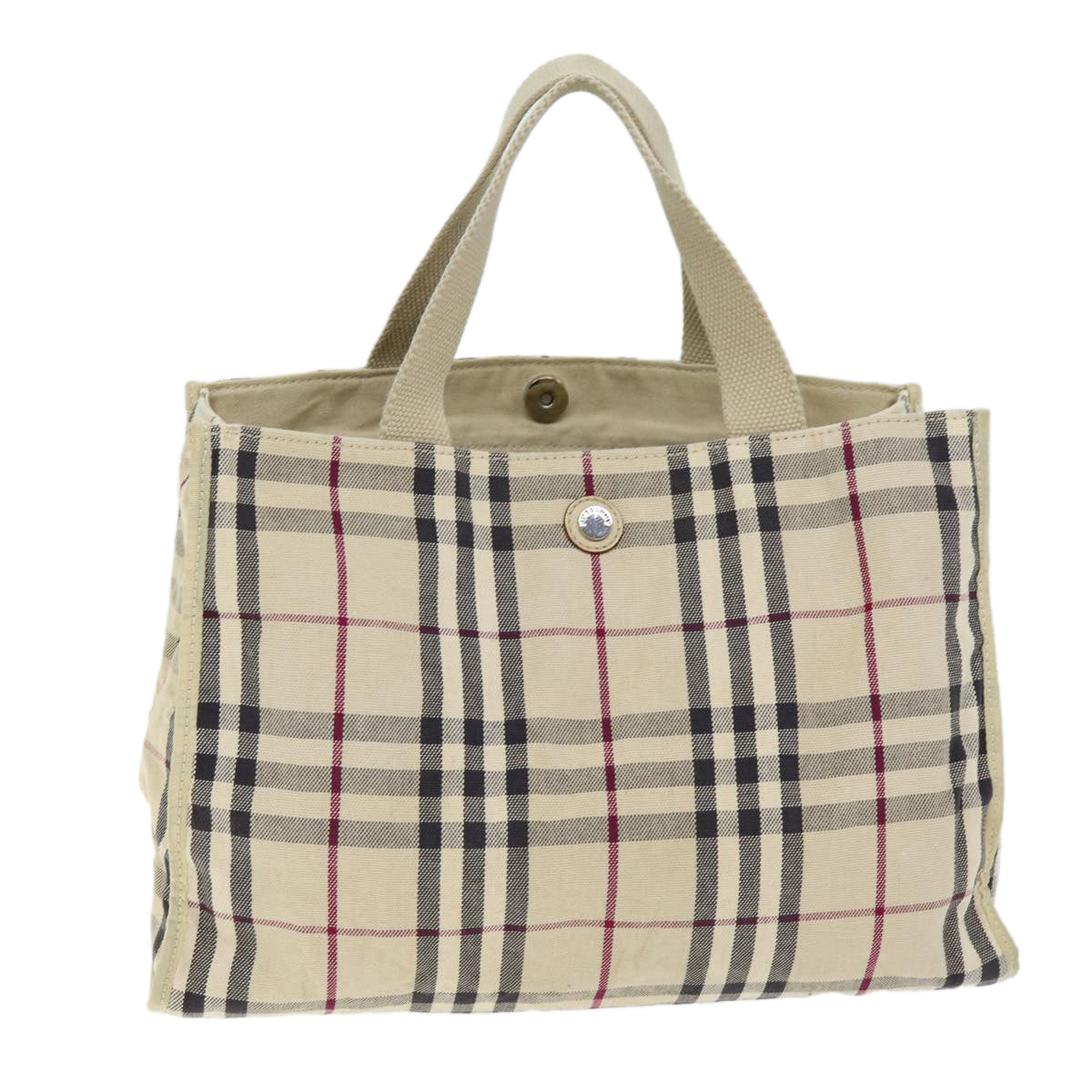 Burberry Nova Check Hand Bag Canvas Beige Auth ti1736