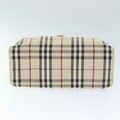 Burberry Nova Check Hand Bag Canvas Beige Auth ti1736