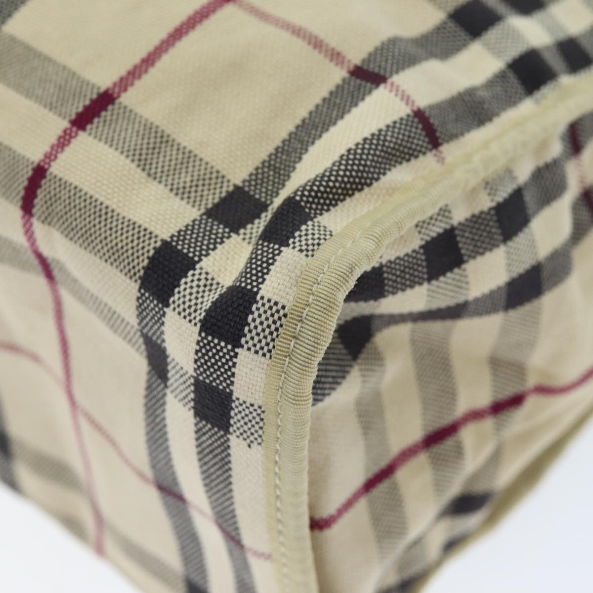 Burberry Nova Check Hand Bag Canvas Beige Auth ti1736