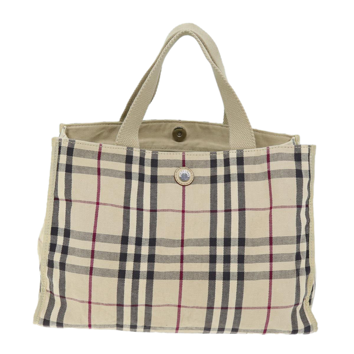 Burberry Nova Check Hand Bag Canvas Beige Auth ti1736